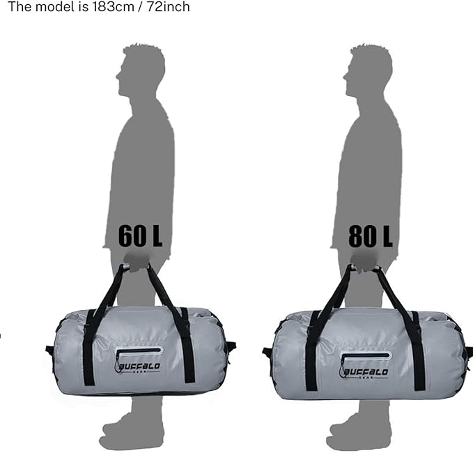 Buffalo Gear Waterproof Duffle Bag 40L 60L 80L Roll-top Dry Bag Heavy Duty Waterproof Duffel Travel Bag for Kayaking Rafting Boating Fishing Camping - Image 6