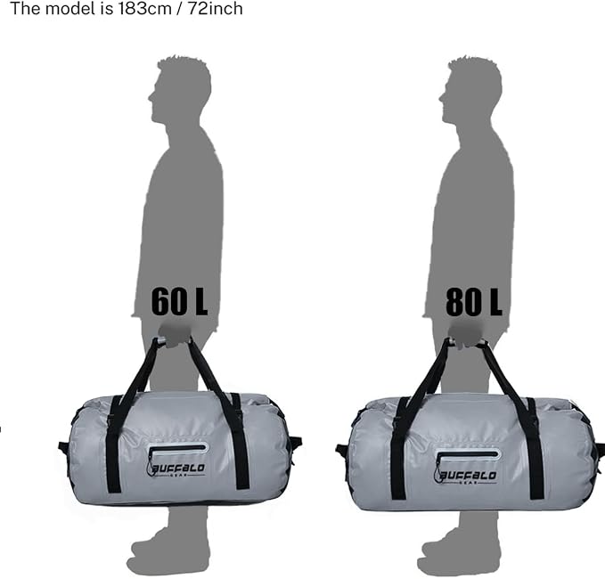Buffalo Gear Waterproof Duffle Bag 40L 60L 80L Roll-top Dry Bag Heavy Duty Waterproof Duffel Travel Bag for Kayaking Rafting Boating Fishing Camping - Image 6