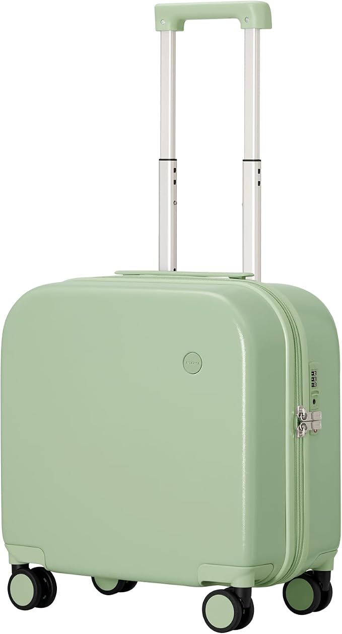 mixi Carry on Luggage, Suitcase with Spinner Wheels 16in Luggage Hardshell Lightweight Rolling Suitcases PC with Cover & TSA Lock, Avocado Green by MIXI
