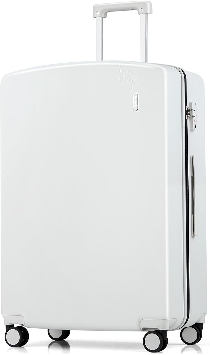 Hanke 28 Inch Luggage with Spinner Wheels Lightweight PC Hard Shell Suitcases, Large Checked Luggage with TSA Lock, Hardside Checked-Large 28" Rolling Suitcases for Travel(Smoke White) by Hanke
