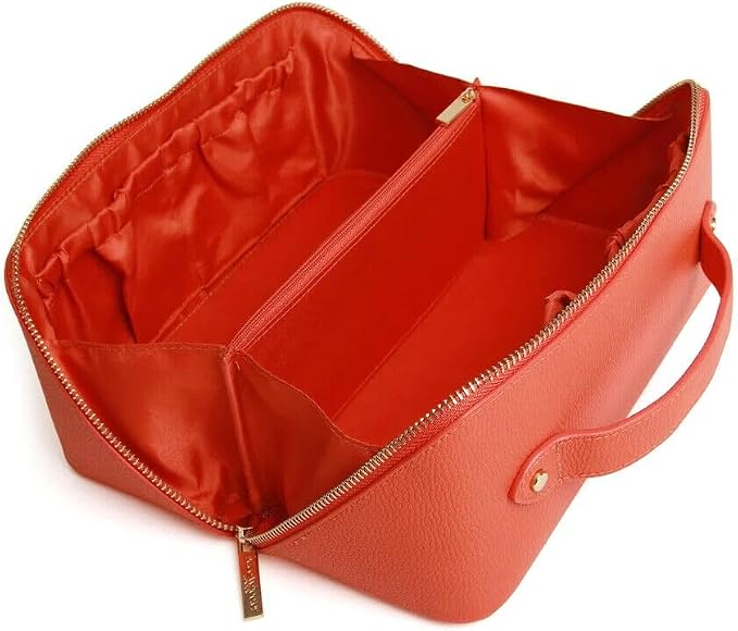 Luxury Beauty Case by Alice Wheeler London Train Case Vanity Toiletry Bag Make-Up Case for Ladies 3 Different Sizes !, Orange, M, Cosmetic Bag - Image 3