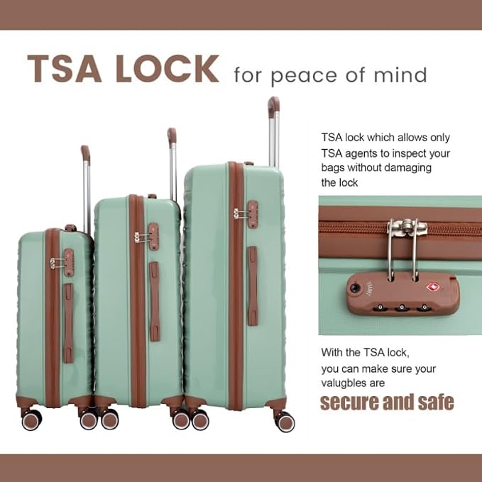 Travelhouse Luggage Sets 5 Piece with Double Spinner Wheels,PP Hardside Suitcase Sets with TSA Lock,Carry On Luggage Set with Travel Duffle Bag for Women and Men - Image 5