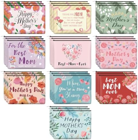 Landical 30 Pcs Mother's Day Makeup Bags Bulk, Mom Canvas Cosmetic Bags Gifts for Women, Toiletry Zipper Pouch Travel Vacation Essentials, Mother Gift Bag for Mom Party Favors Supplies by Landical