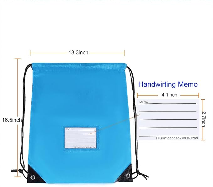 CODOBON 50 Pack Drawstring Bags,Bulk Draw String Backpack, DIY Gym Sports Cinch Bag Sackpack for Women Men, Sky Blue - Image 2