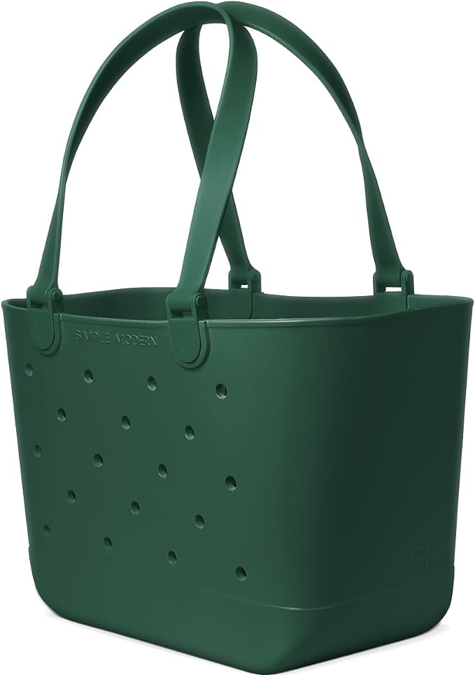 Simple Modern Large Beach Bag | Waterproof Getaway Rubber Tote with Zipper Pocket for Travel, Pool, Boat, Groceries, Sports | Forest - Image 4