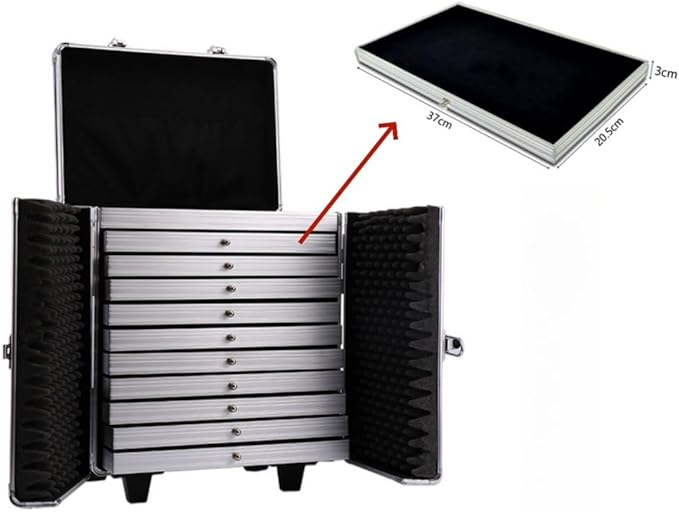 Rolling Jewelry Trolley Case with Drawers Sturdy Cases for Travel and Vendor Showes Jewels Sets Display Organizer (Black 2) - Image 3