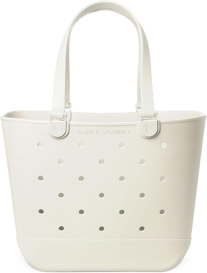 Simple Modern Extra-Large Beach Bag | Waterproof Getaway Rubber Tote with Zipper Pocket for Travel, Pool, Boat, Groceries, Sports | Cream by Unknown