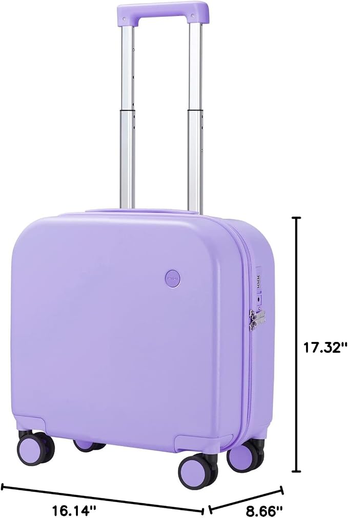 mixi Carry on Luggage, Suitcase with Spinner Wheels 16in Luggage Hardshell Lightweight Rolling Suitcases PC with Cover & TSA Lock, Lilac Purple - Image 8