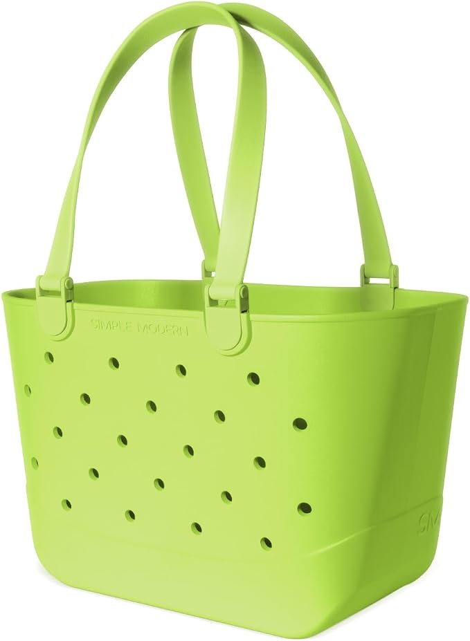 Simple Modern Large Beach Bag | Waterproof Getaway Rubber Tote with Zipper Pocket for Travel, Pool, Boat, Groceries, Sports | Lime Juice - Image 4
