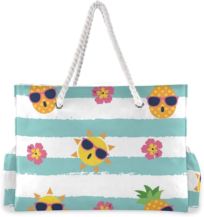 senya Large Beach Shoulder Bags Canvas Tote Water Resistant for Gym Travel Daily - Image 4