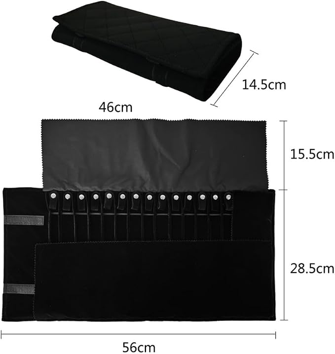 Travel Necklace Organizer, Tangle Free Jewelry Case, 16 Slots | Foldable,LightWeight Compact, Velvet Lining Jewelry Storage Bag for Chain Bracelet, Gift for Women Girls,Black Diamond - Image 7