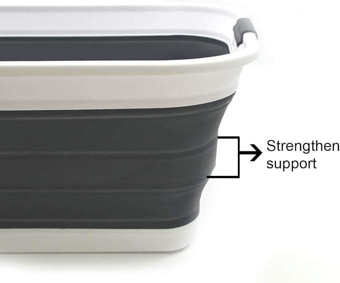 SAMMART 42L(11 gallon) Collapsible Plastic Laundry Basket-Foldable Pop Up Storage Container-Portable Washing Tub-Space Saving Basket,Water capacity 34L(9 gallon) (1 Rectangular - strengthen, Black) - Image 6