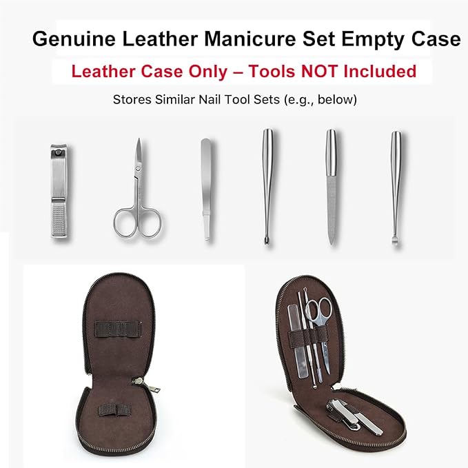 CONTACTS Full Grain Leather Empty Manicure Set Case Travel Nail Clipper Pouch for Men Personal Care Tools Pouch By Handmade (Case Only) - Image 2