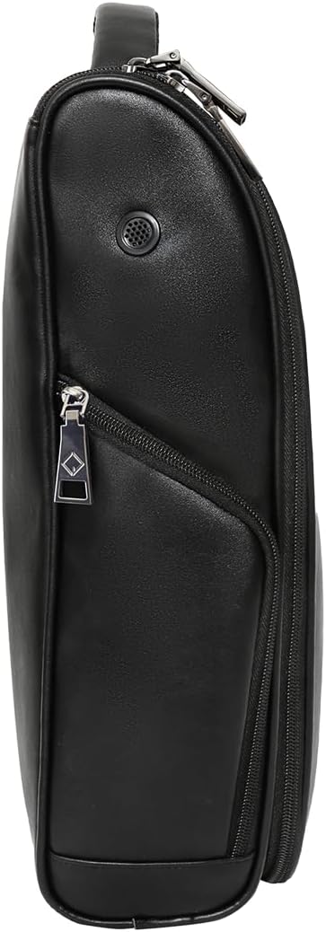 CaddyDaddy Premium Golf Shoe Bag Zipper Sports Shoe Strap Bag with Side and Front Accessory Pocket for Storing Golf Accessories Golf Shoe Carry Bags (LUX Synthetic Leather | Black) - Image 3