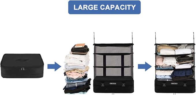 TABITORA Portable Hanging Travel Shelves Bag Packing Cube Organizer Suitcase Storage Large Capacity - Image 2