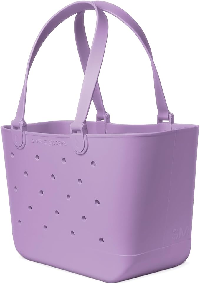 Simple Modern Large Beach Bag | Waterproof Getaway Rubber Tote with Zipper Pocket for Travel, Pool, Boat, Groceries, Sports | Purple Breeze - Image 4