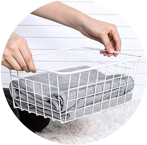 iPEGTOP Wire Storage Freezer Baskets, Set of 6 Large 15.4" Farmhouse Organizer Storage Bins Fridge Basket Rack with Handles for Kitchen Cabinets, Pantry, Office, Bathroom Organization - White - Image 8
