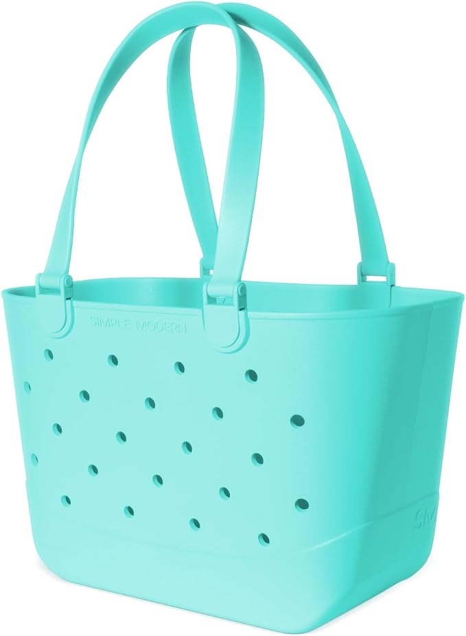 Simple Modern Large Beach Bag | Waterproof Getaway Rubber Tote with Zipper Pocket for Travel, Pool, Boat, Groceries, Sports | Ocean Water - Image 4