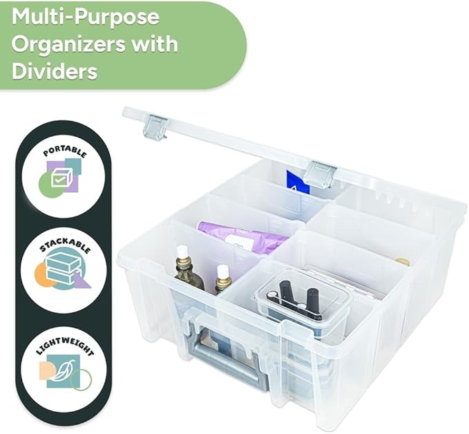 Best Kept Super Satchel Double Deep Compartment Box - Art Storage with 8 Removable Compartments | Smart Closure for Craft Supplies, Home & Office Improvement - Image 3