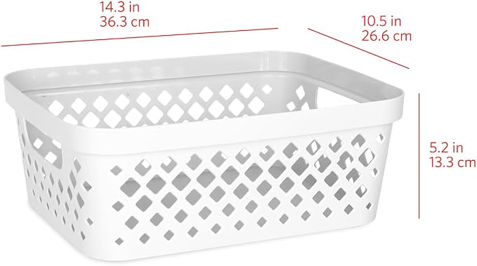 Glad Plastic Storage Basket Set, Value Pack of 6 | Open Storage Bins for Shelves, Bathroom, Pantry, Closet | Nesting Organizer Boxes with Handles, 2 Gallon, White - Image 5