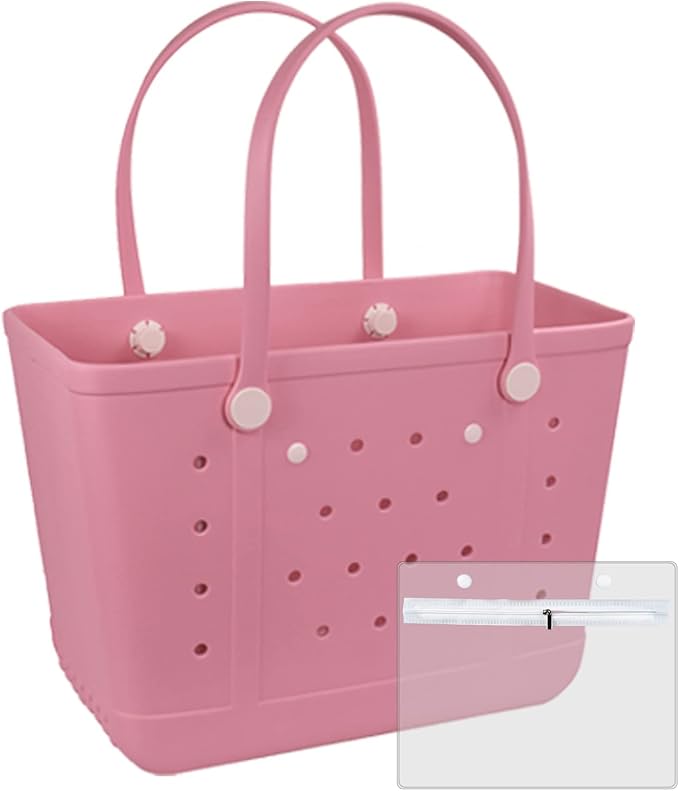 Rubber Beach Bag for Women, Waterproof Travel Tote Bags for Beach | Waterproof Sand-proof Tote Bags with Zipper Pocket, Durable Lightweigh Tote Bag for Outdoor by Unknown