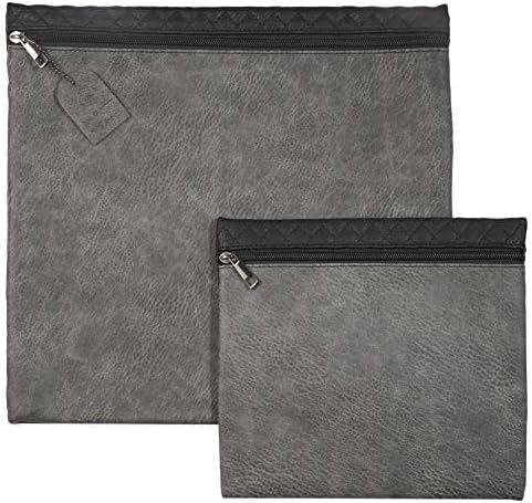 Tallit and Tefillin Bag Set for Jewish Prayer Shawl Zippered Leatherette Bags with Plastic Weatherproof Protection Cover (Customized, Black/Grey) - Image 2