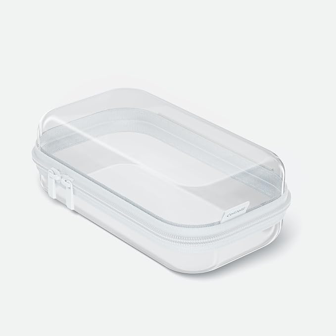 CoiiJoii Zippered Pouch Hard, Clear Zippered Hard Pouch, Stackable Storage Bins, Portable Clear Bin Zipper (white, 1Pc-Small) by CoiiJoii
