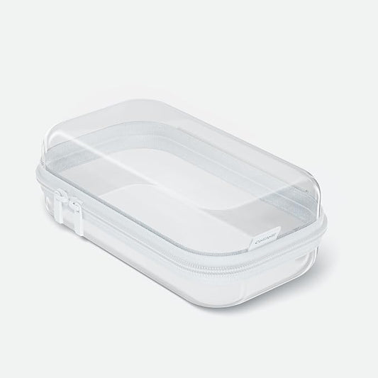 CoiiJoii Zippered Pouch Hard, Clear Zippered Hard Pouch, Stackable Storage Bins, Portable Clear Bin Zipper (white, 1Pc-Small) by CoiiJoii