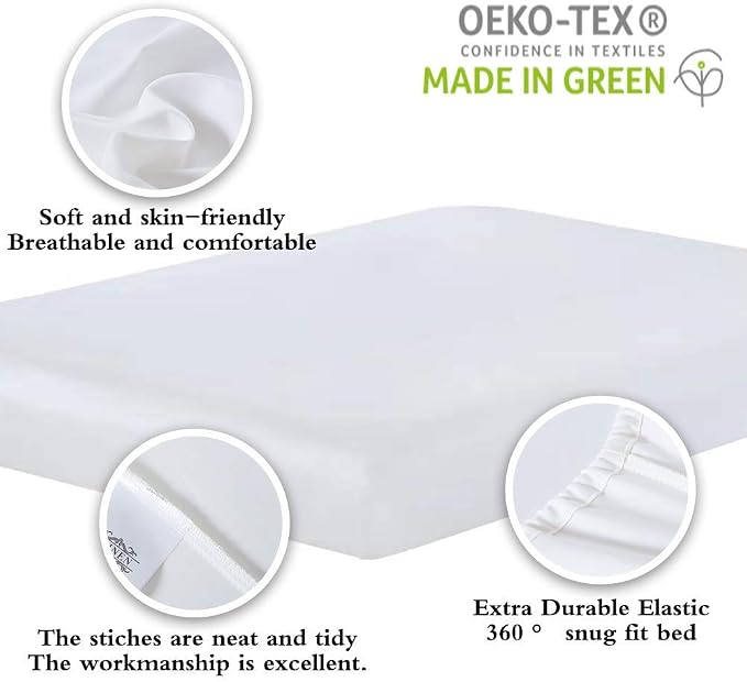 100% Supima Cotton Sheets 600 Thread Count,Bed Sheet Set King Size Sheets 4 Pieces,Soft & Silk Sateen Weave, Fits Mattress Up to 18",Deep Pocket, Breathable & Fade Resistant(White,King) - Image 4