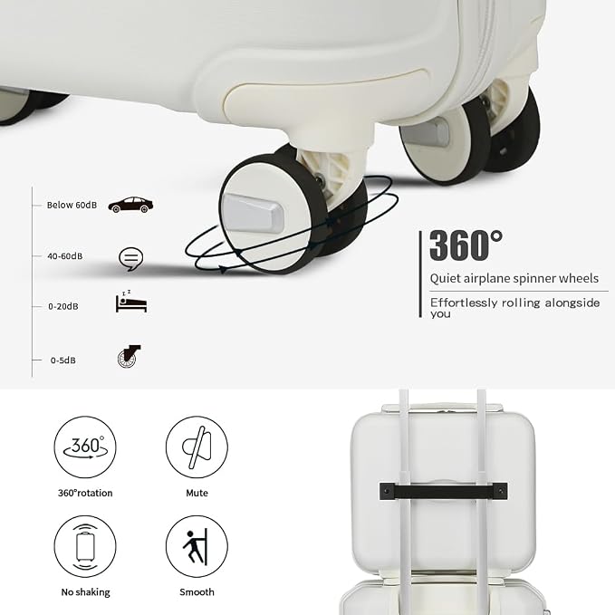 Somago Luggage Sets 4 Piece Lightweight Hardside Polypropylene Travel Suitcases with Double Spinner Wheels and TSA Lock,Creamy White - Image 7