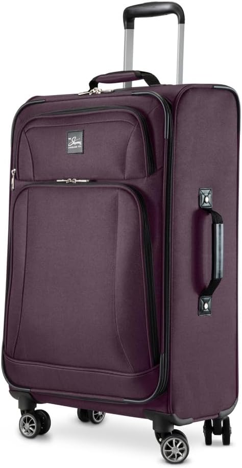 Skyway Epic Softside Medium Checked Luggage - Lightweight Suitcase with Wheels | TSA Approved Travel Bag | Spinner Suitcase | Large Luggage Set with Telescoping Handle, 24 inch, Plum by SkywayLuggage