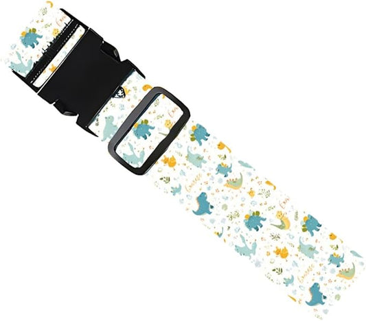 2PC,Cartoon Dinosaur Luggage Strap 1.97 x 70.84 inch Cute Animal Pattern Adjustable Suitcase Belt Durable Nylon Baggage Identifier for Kids Family Travel