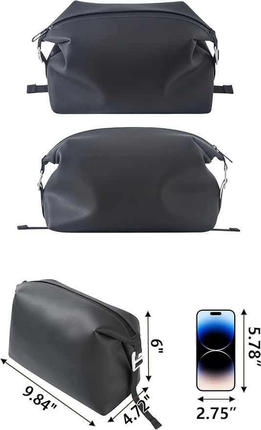 6"x 9.84" 4.5L Large Silicone Toiletry Bag,Waterproof Leakproof Foldable Travel Organizer,Dopp Kit Alternative for Men & Women,Black - Image 4
