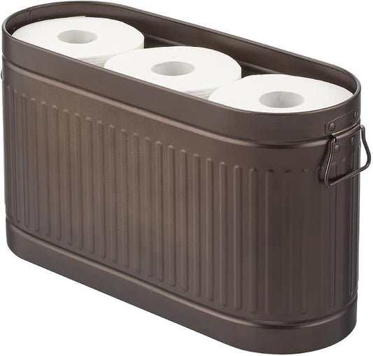 mDesign Large Steel Free Standing Toilet Paper Organizer, 6-Roll Tissue Storage Holder Container Bin for Bathroom Floor, Fits Under Sink, Vanity, Shelf, In Cabinet, or Corner Oscar Collection - Bronze by mDesign