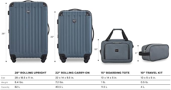 Travelers Club Midtown Hardside 4-Piece Luggage Travel Set, Slate - Image 2