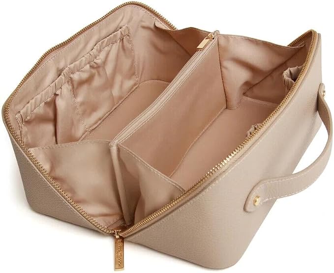 Luxury Beauty Case by Alice Wheeler London Train Case Vanity Toiletry Bag Make-Up Case for Ladies 3 Different Sizes !, Stone, M, Cosmetic Bag - Image 2