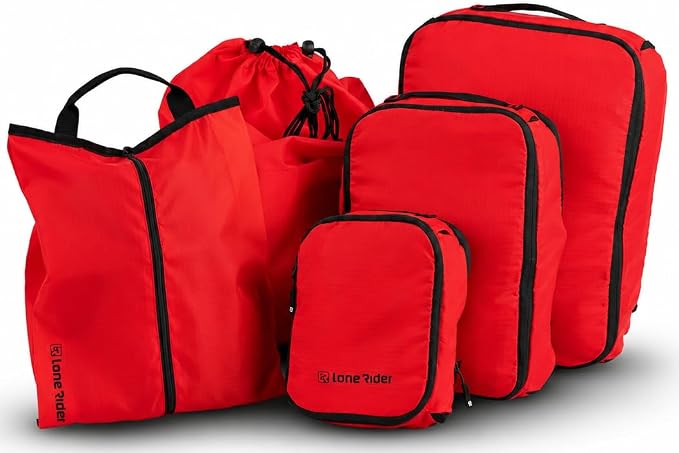 Lone Rider Motorcycle Packing Cubes Set - 5 Piece Compression Organizer by LoneRider