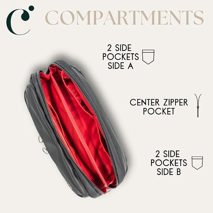 All in One Travel Toiletry Bag Large, Makeup Bag with Jewelry Compartment and Heat-Resistant Pocket for Hair Tools - Image 7