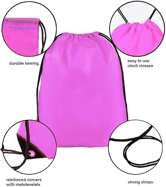 Drawstring Backpack Bulk 40Pcs Draw String Backpack Bags DIY Gym Sports Traveling Yoga Cinch Bag Sackpack Drawstring (pink) - Image 3