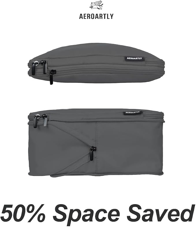 Compression Packing Cubes for Travel, Carry On Suitcase Organizer, Travel Essentials for Women and Men, Travel Bags for AEROARTLY Luggage, Holiday & Birthday Gifts Bags (4PC Set, Dark Grey) - Image 2