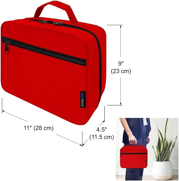 Large Pill Bottle Organizer & Medicine Bag for Travel, Red | Prescription bottle organizer with 10 bottle pockets and padded storage for medication bottles, supplements, vitamins - Image 3