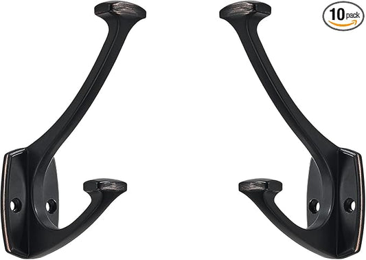10 Pack Oil Rubbed Bronze Hooks Decorative Heavy Duty Solid Large Coat Hooks for Towel Hanging Coats Robe Wall Mounted Towel Bags Door Back Bathroom Wall Hook. by ZAUYX