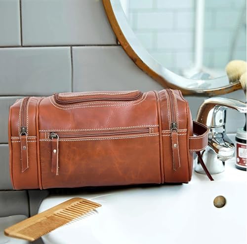 VC VINTAGE COUTURE Leather Toiletry Bag for Men Extra Large Leather Men's Toiletry Bag for Traveling Real Leather Dopp Kit for Men Leather Shaving Bag for Travel - Image 2