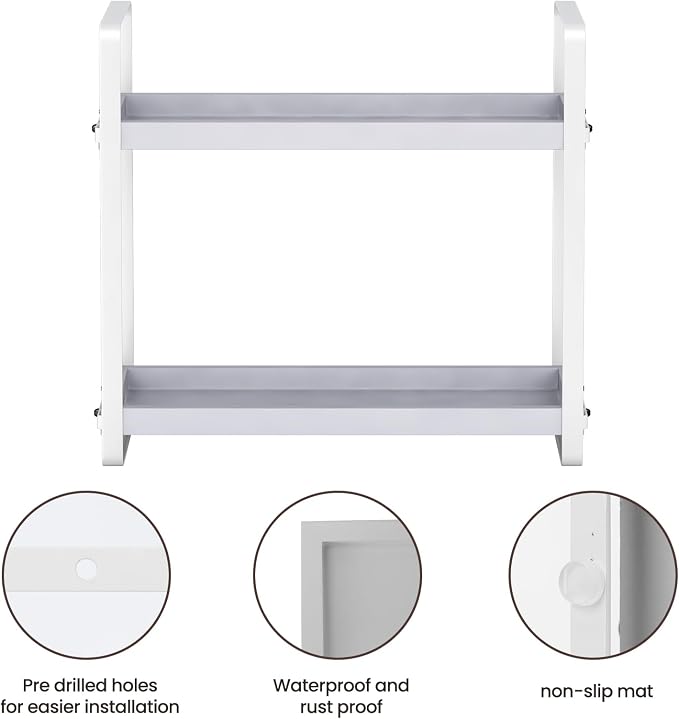 HNRLOY Bathroom Counter Organizer,Bathroom Countertop Organizer,Counter Shelf,Countertop Storage,Organization and Storage,Makeup Shelf,Sink Caddy(Grey 2 Tier) - Image 4