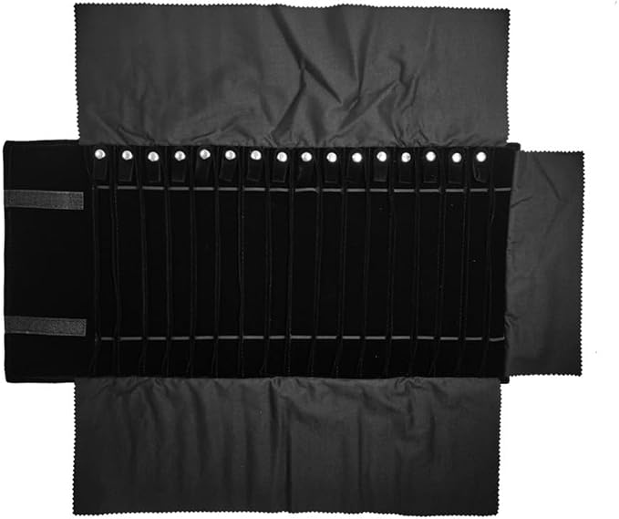 Travel Necklace Organizer, Tangle Free Jewelry Case, 16 Slots | Foldable,LightWeight Compact, Velvet Lining Jewelry Storage Bag for Chain Bracelet, Gift for Women Girls,Black Diamond - Image 3