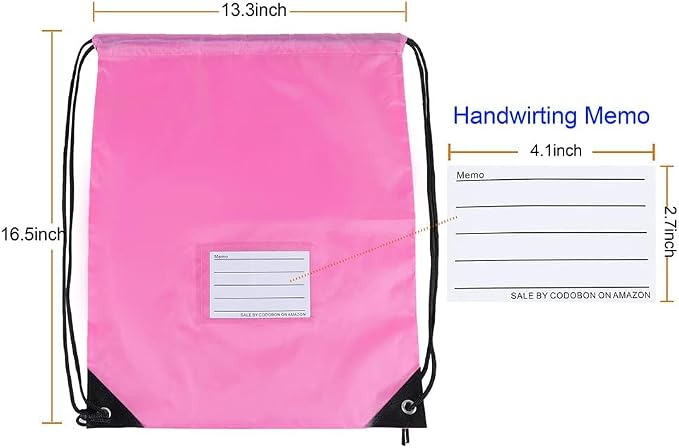 CODOBON 16 Pack Drawstring Bags,Bulk Draw String Backpack, Gym Sports Cinch Bag Sackpack for Women Men, Pink - Image 2