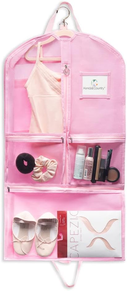 Waterproof Hanging Garment Bag 35 inch Clothes Bag with Gusset, 5 Pockets & Side Zip for Dance Costumes, Theatre, Beauty Pageants & More. Best for younger performers with small costume pieces. - Image 2