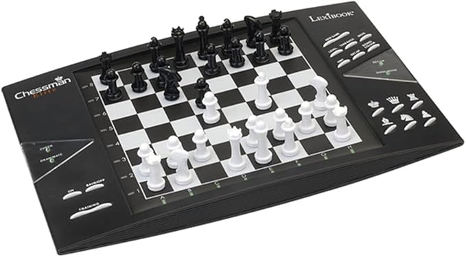 Lexibook, Chessman® Elite, Interactive Electronic Chess Game +, 64 Levels of Difficulty, LEDs, Family Child Board Game, Black/White, CG1300