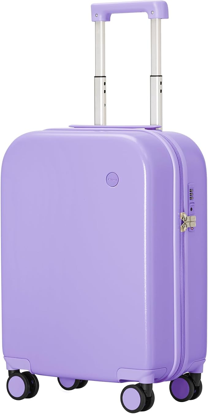 mixi Carry on Luggage, 20'' Suitcase Spinner Wheels Luggage Hardshell Lightweight Rolling Suitcases PC with Cover & TSA Lock for Business Travel, Lilac Purple by MIXI