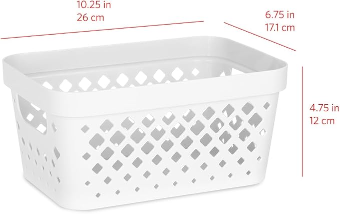 Glad Plastic Baskets for Organizing, Set of 6 | Pantry Storage for Under Counter, Linen Closet, and Bathroom | Nesting Shelf Bins with Handles, 1 Gallon, White - Image 5